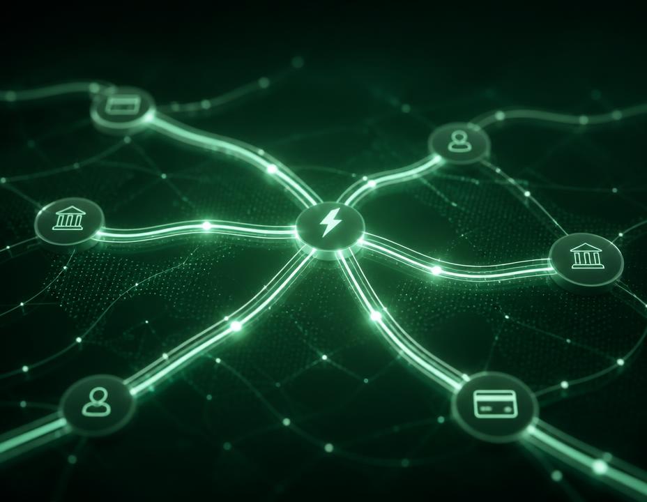 Illustration of instant settlement routes between banks and wallets